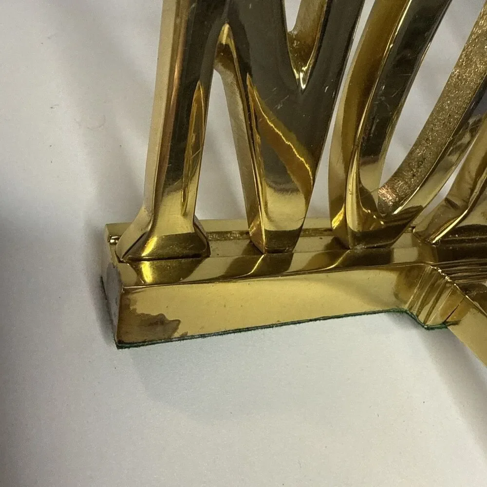 Lot of 2 Brass Long Arm Christmas Stocking Hanger Holder PEACE NOEL